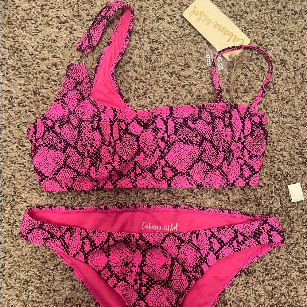 BNWT Hot Pink Snake Print Bikini Set